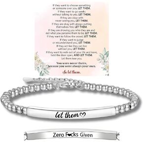 Let Them Zero Fcks Given Mantra Bracelet For Women, Self Worth Motivation Bracelet Stainless Steel Engraving Stackable Inspirational Friendship Jewelry Gift To Sorority Sisters Best Friends in Kuwait