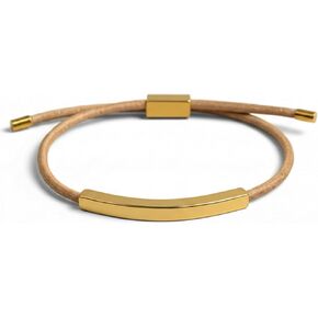 سوار من الجلد من الفولاذ المقاوم للصدأ مطلي بالذهب عيار 18 قيراط للنساء، سوار معصم منزلق من جلد البقر الأصلي قابل للتعديل - هدية مجوهرات الصداقة الحديثة للفتيات المراهقات in Kuwait