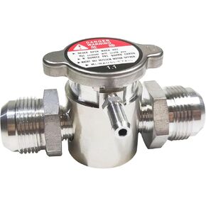 Universal 16AN to 16AN Male Fitting Filler Neck Aluminum In-Line Radiator Hose Connector w/cap Natural in Kuwait