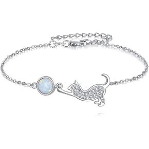 Cat Bracelets for Women 925 Sterling Silver Cat Opal Bracelet Animal Jewelry Gifts for Women in Kuwait