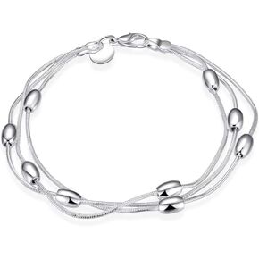 أساور QueenBee من الفضة الإسترلينية عيار 925 للنساء - مجوهرات ساحرة سماوية رائعة: تصميمات القمر والنجمة والخرز - سلسلة لامعة قابلة للتعديل، هدية مضادة للحساسية لها in Kuwait