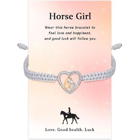 J.Endéar Bracelet Horse Gifts for Women, 925 Sterling Silver Cord Rope Handmade Braided Bracelet Adjustable, Lady Jewelry Luck Gift for Horse Lovers in Kuwait