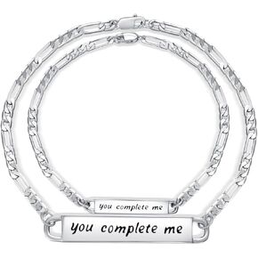 Couple Bracelets Set 925 Sterling Silver Bracelets for Him and Her Relationship Jewelry Gifts for Best Friend in Kuwait