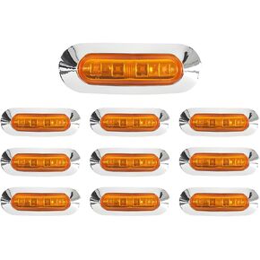 10 قطع من مصابيح LED للعلامات الجانبية للسيارة، DC12-24V 4 مصابيح LED للتخليص الأمامي والخلفي للمقطورة، مصباح تحذير لعلامة ذيل الشاحنة عالي السطوع، عالمي لمقطورة الشاحنة (أصفر) in Kuwait