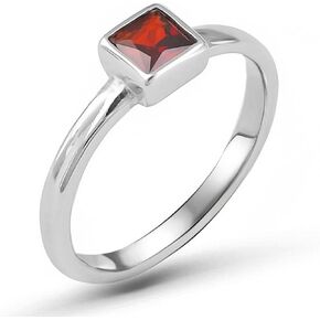 حقيقي 925 فضة الأميرة قطع مربع الشكل الأحمر تشيكوسلوفاكيا مكعب زركونيا روبي اللون حجر فاخر هدية خاتم لها in Kuwait
