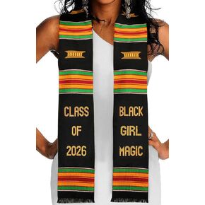 Kwabla's Black Girl Magic Graduation Stole 2026 | Kente Stole Class of 2026 | Kente Graduation Stole 2026 in Saudi Arabia