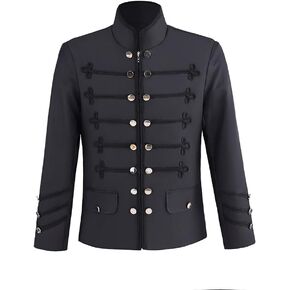 Men's Gothic Steampunk Military Jacket Double Breasted Blazer Jacket Vintage Coat Zip Up Outwear in Kuwait