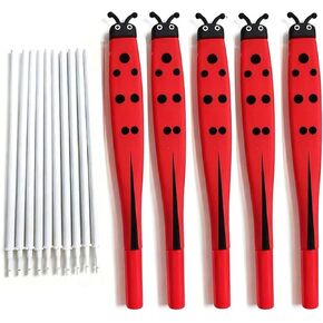 Novelty 5 Pcs Ladybug Pens Bug Pens Cute Insects Pen Silicone Gel Pen Black Ink with 10 Black Refills Durable Stationery for at School Home Party in Kuwait