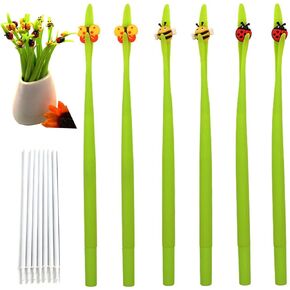 Cute Insect Pen Plant Pens with Bugs Ladybug pens Bee Butterfly Pen Bendable Nature Themed Stationery (16 pcs Including 6 pieces +10 pcs refills) in Kuwait