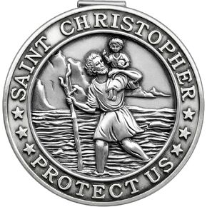 ميدالية سانت كريستوفر للسيارة، مشبك قناع سانت كريستوفر، هدايا للرجال الكاثوليك، تعويذة للسلامة، ملحقات قناع السيارات، هدايا كاثوليكية، هدية للسائقين والعائلات والأصدقاء in Kuwait
