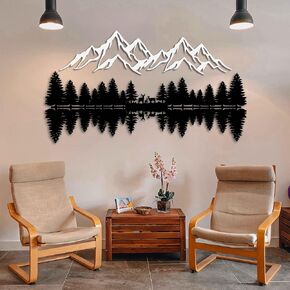 KAWA METALWORKS Mountain and Forest Wall Art Home Decor, Metal Pine Trees and Hill, Large Nature Decor, Mountain Landscape in Saudi Arabia