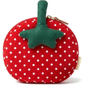 Cute Tomato Shaped Coin Purse for Women, Red Polka Dot Mini Pouch with Green Stem Zipper Wallet for Keys and Coins (Red) in Kuwait