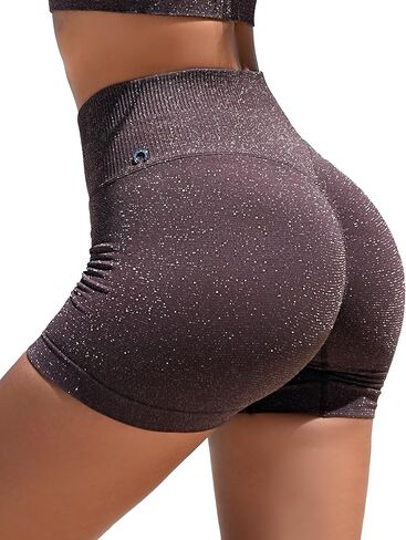 Women’s Sparkle Workout Shorts High Waisted Seamless Butt Lifting Biker Shorts Tummy Control for Gym Yoga in Saudi Arabia