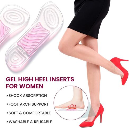 3/4 High Heels Inserts for Women - Bukihome 2 Pairs Gel Arch Support Insoles for Heels, Sandals, Flats, Wedges, Comfort Shoe Pads Relieve & Prevent Foot Discomfort, Shock Absorption (Women's 6-10) in Saudi Arabia