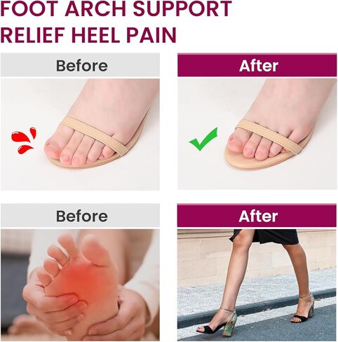 3/4 High Heels Inserts for Women - Bukihome 2 Pairs Gel Arch Support Insoles for Heels, Sandals, Flats, Wedges, Comfort Shoe Pads Relieve & Prevent Foot Discomfort, Shock Absorption (Women's 6-10) in Saudi Arabia