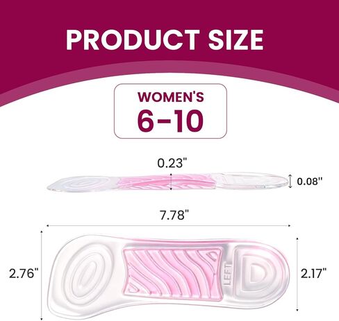 3/4 High Heels Inserts for Women - Bukihome 2 Pairs Gel Arch Support Insoles for Heels, Sandals, Flats, Wedges, Comfort Shoe Pads Relieve & Prevent Foot Discomfort, Shock Absorption (Women's 6-10) in Saudi Arabia