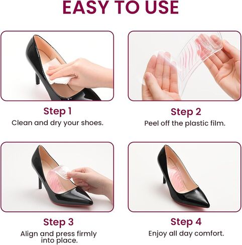 3/4 High Heels Inserts for Women - Bukihome 2 Pairs Gel Arch Support Insoles for Heels, Sandals, Flats, Wedges, Comfort Shoe Pads Relieve & Prevent Foot Discomfort, Shock Absorption (Women's 6-10) in Saudi Arabia