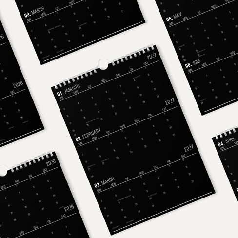 Karto 3 Month Wall Calendar 2026 - Vertical 11x17 inch January 2026 to June 2027 - Boost Your Productivity and Easy Planning with the Aesthetic Monthly Calendar - All Black in Saudi Arabia