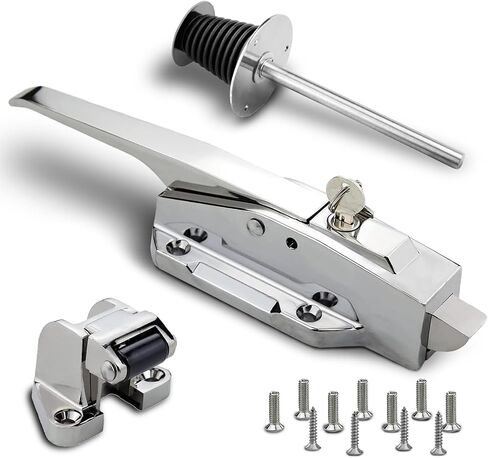 Walk in Cooler Door Handle, Walk in Cooler Door Closer Complete Latch Kit, Freezer Doors Handle (Metallic Silver (304 Stainless Steel Push Rod), 1/8 in to 1/4 in(Flush)) in Saudi Arabia