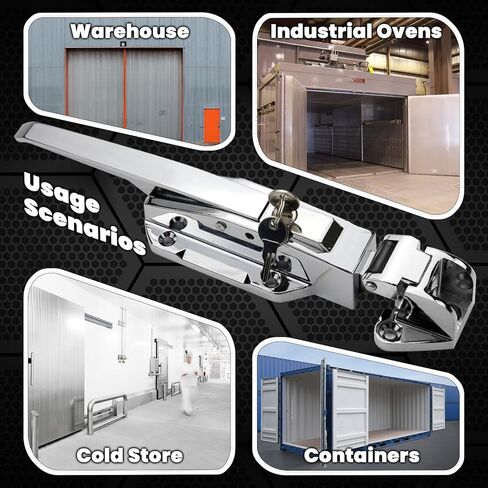Walk in Cooler Door Handle, Walk in Cooler Door Closer Complete Latch Kit, Freezer Doors Handle (Metallic Silver (304 Stainless Steel Push Rod), 1/8 in to 1/4 in(Flush)) in Saudi Arabia