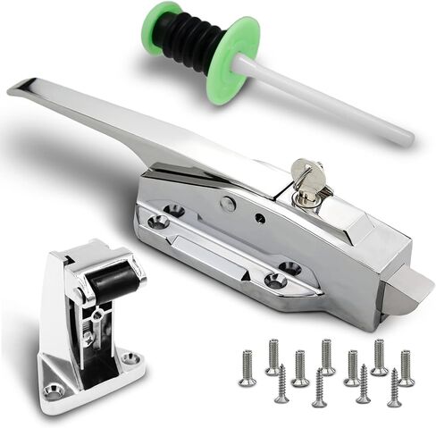 Walk in Cooler Door Handle, Walk in Cooler Door Closer Complete Latch Kit, Freezer Doors Handle (Metallic Silver (304 Stainless Steel Push Rod), 1/8 in to 1/4 in(Flush)) in Saudi Arabia
