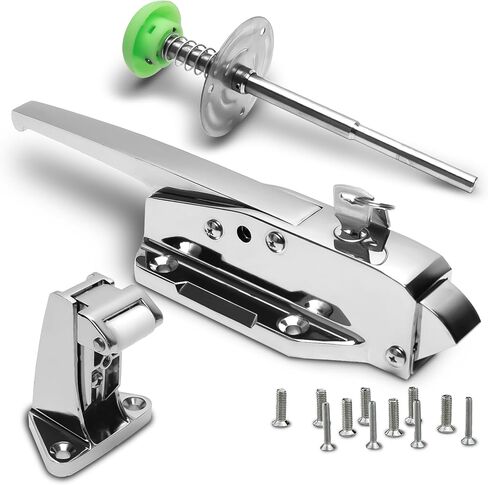 Walk in Cooler Door Handle, Walk in Cooler Door Closer Complete Latch Kit, Freezer Doors Handle (Metallic Silver (304 Stainless Steel Push Rod), 1/8 in to 1/4 in(Flush)) in Saudi Arabia