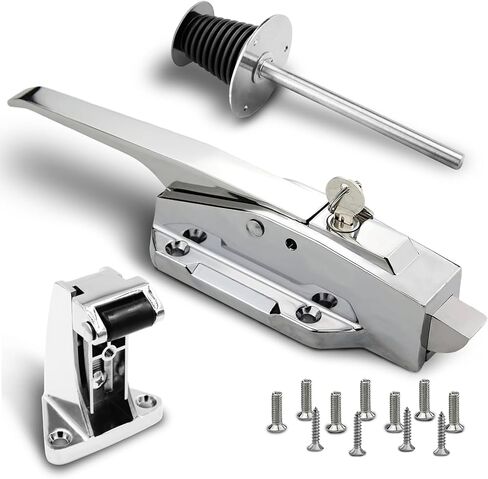 Walk in Cooler Door Handle, Walk in Cooler Door Closer Complete Latch Kit, Freezer Doors Handle (Metallic Silver (304 Stainless Steel Push Rod), 1/8 in to 1/4 in(Flush)) in Saudi Arabia