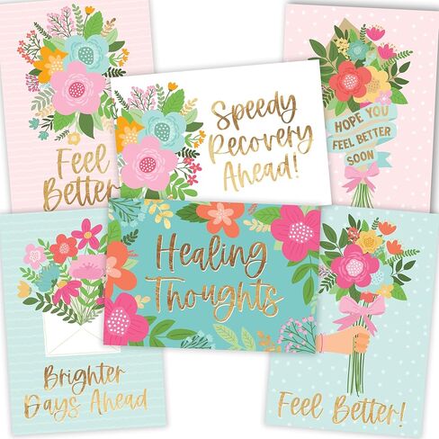 Get Well Cards With Envelopes - 24 Get Well Soon Card Bulk, Feel Better Soon Card for Women & Men, Recovery Cards Post Surgery, Corporate Well Wishes for Sick Employees & Coworkers, Thinking of You in Saudi Arabia
