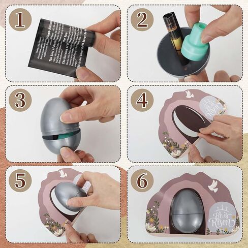 30 Sets Resurrection Easter Eggs Filled with He is Risen Tomb Card Jesus Easter Stamps Story Cards, Prefilled Christian Gifts for Egg Hunt Basket Stuffers Holy Week Religious Activities Party Favors in Kuwait