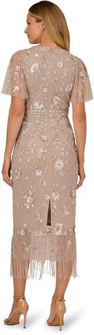 Adrianna Papell Flutter Sleeve Bead Dress in Saudi Arabia