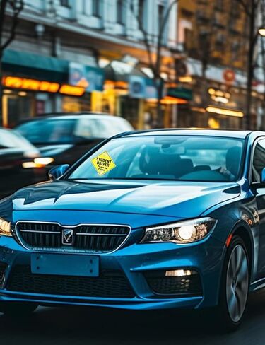 luvilly3 Pack Reflective Student Driver Signs, Suction Cups Car Window Stickers Removable New Driver Magnets, for Car and Beginners Driving Learner in Kuwait