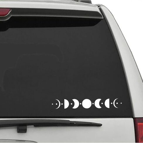 ملصق لاصق على شكل نجمة قمرية لمراحل القمر مناسب للسيارة والشاحنة والباب والكمبيوتر المحمول باللون الأبيض in Kuwait