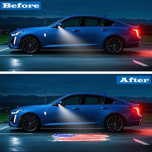 2 قطعة مرآة جانبية ترحيب ضوء العارض باب السيارة ضوء الكلمة ضوء ثلاثية الأبعاد الظل البركة ضوء ملحق مناسب لكاديلاك ATS 2013-2019 CTS 2014-2019 CT4 2019-2024 CT5 2019-2023 CT6 2016-2022 in Kuwait