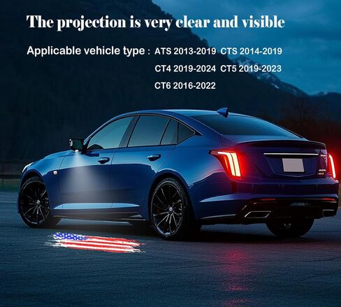 2 قطعة مرآة جانبية ترحيب ضوء العارض باب السيارة ضوء الكلمة ضوء ثلاثية الأبعاد الظل البركة ضوء ملحق مناسب لكاديلاك ATS 2013-2019 CTS 2014-2019 CT4 2019-2024 CT5 2019-2023 CT6 2016-2022 in Kuwait