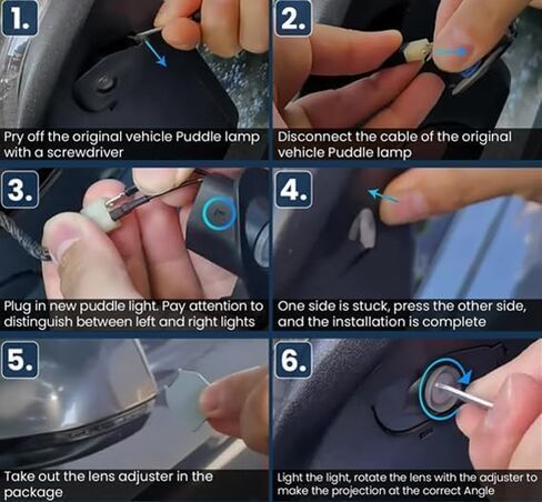 2 قطعة مرآة جانبية ترحيب ضوء العارض باب السيارة ضوء الكلمة ضوء ثلاثية الأبعاد الظل البركة ضوء ملحق مناسب لكاديلاك ATS 2013-2019 CTS 2014-2019 CT4 2019-2024 CT5 2019-2023 CT6 2016-2022 in Kuwait