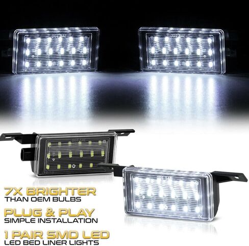LED Truck Bed Light Compatible With Chevy Silverado GMC Sierra 1500 2500HD 3500HD Rear Cargo Lamp Assembly Replacement, 18SMD 6000K White LED Cargo Area Lights Pack of 2 in Saudi Arabia