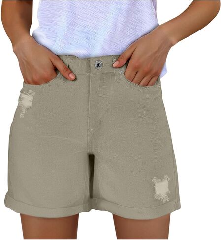 Denim Shorts Women Distressed High Waisted Ripped Jean Shorts with Pockets in Saudi Arabia