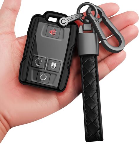 Sindeda for Chevrolet Key Fob Cover With Keychain Full Protection Key Shell Key Case Compatible with Silverado Suburban Tahoe Colorado GMC Sierra Yukon Canyon-Dark Black in Saudi Arabia