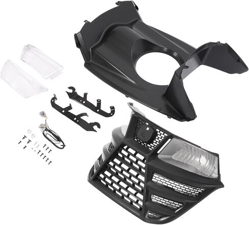 HECASA Complete Hood Kit Hood Side Panel Upper Hood Front Grille w/Headlight Compatible with John Deere X300 X304 X310 X320 X350 X370 X384 X394 Replacement for AUC13489 AUC13490 M168883 M168888 in Kuwait