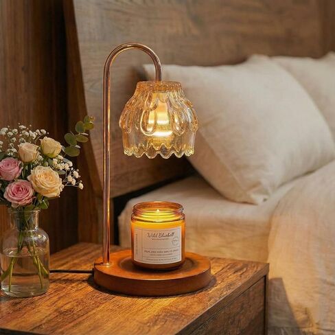14.2" Large Candle Warmer Lamp with Timer - Electric Wax Melt Warmer for Large Jar Candles, Aesthetic Home Decor Lantern, Gifts for Women Mom, 2 Bulbs Included，House Warming Gifts, Home Decor in Saudi Arabia