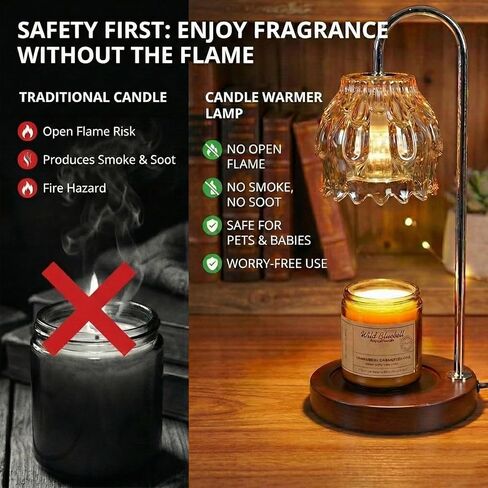 14.2" Large Candle Warmer Lamp with Timer - Electric Wax Melt Warmer for Large Jar Candles, Aesthetic Home Decor Lantern, Gifts for Women Mom, 2 Bulbs Included，House Warming Gifts, Home Decor in Saudi Arabia
