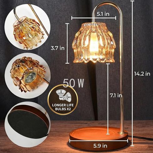 14.2" Large Candle Warmer Lamp with Timer - Electric Wax Melt Warmer for Large Jar Candles, Aesthetic Home Decor Lantern, Gifts for Women Mom, 2 Bulbs Included，House Warming Gifts, Home Decor in Saudi Arabia