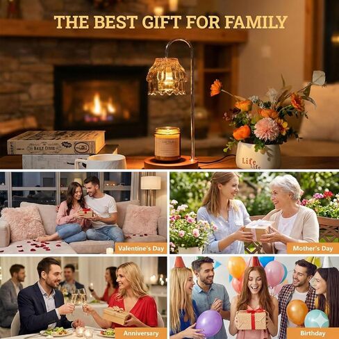 14.2" Large Candle Warmer Lamp with Timer - Electric Wax Melt Warmer for Large Jar Candles, Aesthetic Home Decor Lantern, Gifts for Women Mom, 2 Bulbs Included，House Warming Gifts, Home Decor in Saudi Arabia