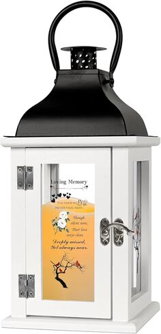 Memorial Lantern with Cardinal & Tree Design - Sympathy for Loss of Loved One, Bereavement Keepsake with Remote Control & Flickering LED Candle for Funeral or Celebration of Life in Saudi Arabia