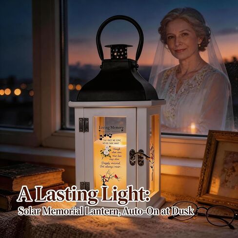 Memorial Lantern with Cardinal & Tree Design - Sympathy for Loss of Loved One, Bereavement Keepsake with Remote Control & Flickering LED Candle for Funeral or Celebration of Life in Saudi Arabia