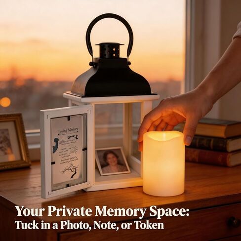 Memorial Lantern with Cardinal & Tree Design - Sympathy for Loss of Loved One, Bereavement Keepsake with Remote Control & Flickering LED Candle for Funeral or Celebration of Life in Saudi Arabia