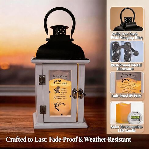 Memorial Lantern with Cardinal & Tree Design - Sympathy for Loss of Loved One, Bereavement Keepsake with Remote Control & Flickering LED Candle for Funeral or Celebration of Life in Saudi Arabia