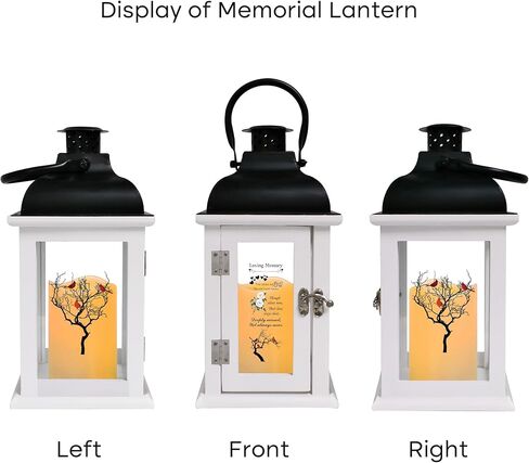 Memorial Lantern with Cardinal & Tree Design - Sympathy for Loss of Loved One, Bereavement Keepsake with Remote Control & Flickering LED Candle for Funeral or Celebration of Life in Saudi Arabia