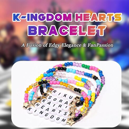 AICase for Kingdom Hearts Merch Gifts Inspired Bracelets 5 Pcs Stackable Stretch Beaded Friendship Bracelets Shirt Manga Figure Poster Sticker Merchandise Gifts for Fans Women Birthday Christmas in Saudi Arabia