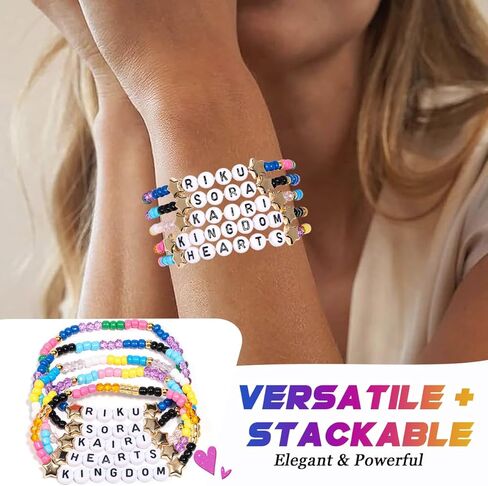 AICase for Kingdom Hearts Merch Gifts Inspired Bracelets 5 Pcs Stackable Stretch Beaded Friendship Bracelets Shirt Manga Figure Poster Sticker Merchandise Gifts for Fans Women Birthday Christmas in Saudi Arabia
